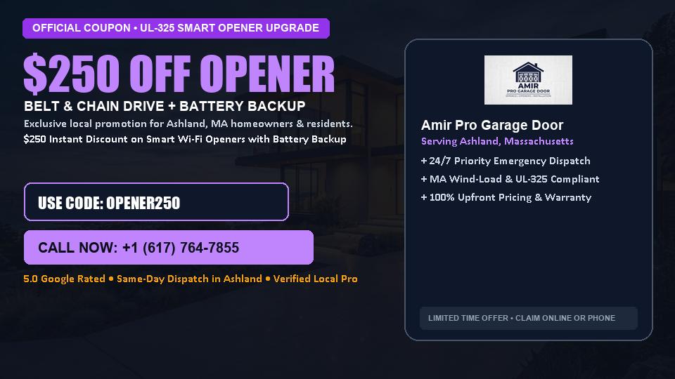 $250 OFF Smart Wi-Fi Garage Door Opener Installation in Ashland, MA - Amir Pro Garage Door